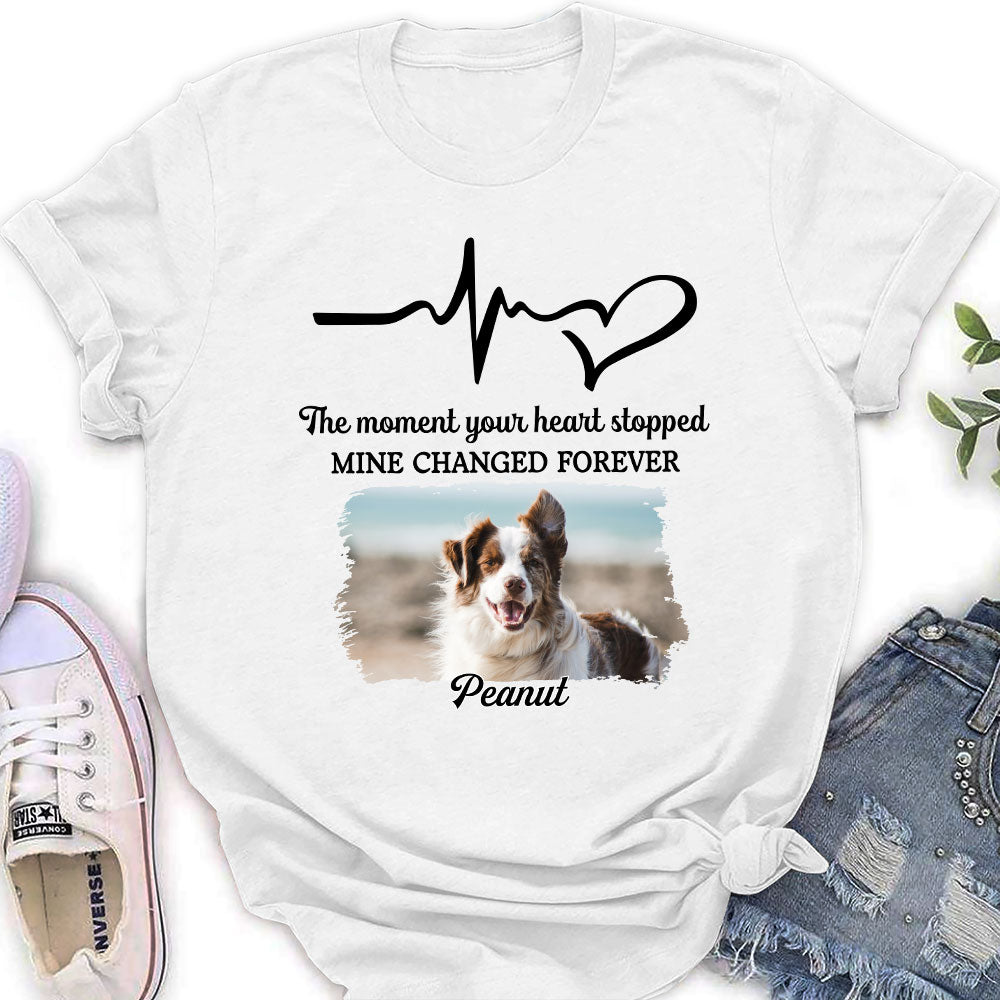 Personalized Custom Women's Memorial T-shirt: The Moment Your Heart Stopped with Furry Friends