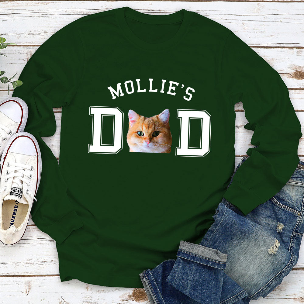 Personalized Custom Long Sleeve T-shirt with Dad/Mom Basic Photo - Ideal Gift for Pet Lovers