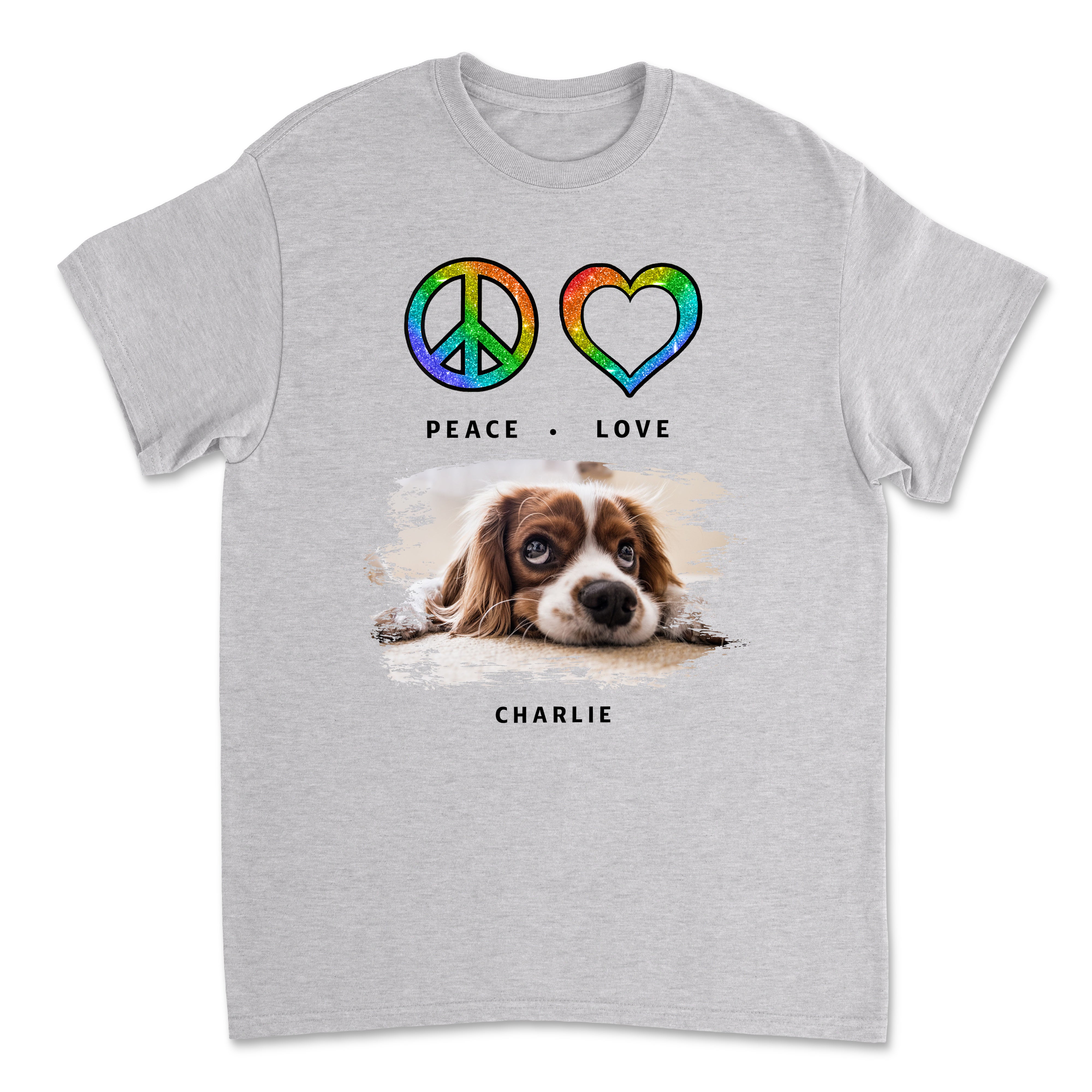Peace Love Dog Pattern - Personalized Custom Unisex T - shirt for Pet Lovers