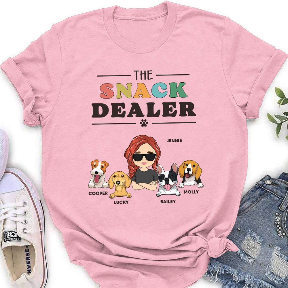 Personalized Custom Women's 'Snack Dealer' T-shirt - Ideal Gift for Pet Lovers