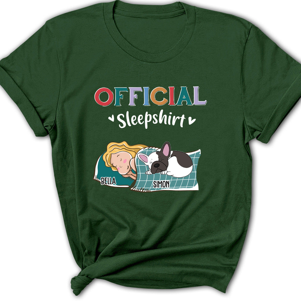 Personalized Dog Curled Up Sleepshirt - Custom Women's T-shirt for Pet Lovers