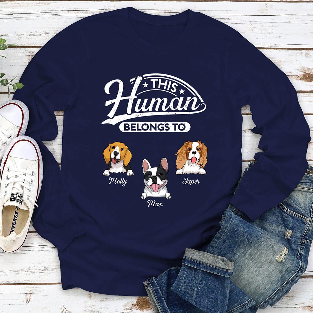 Human Belongs 2 - Customizable Personalized Long Sleeve Pet Lover T-shirt