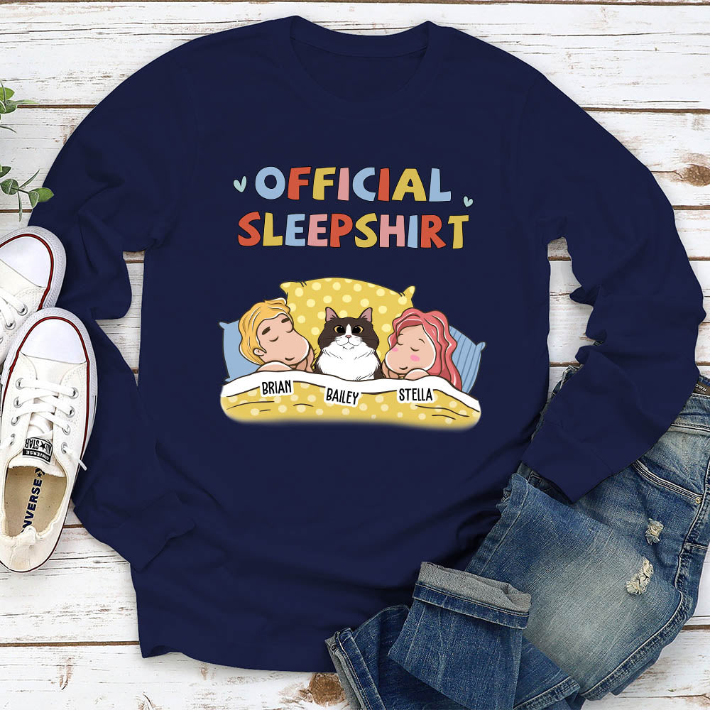 Personalized Custom Long Sleeve Sleeping Pet Couple Sleepshirt T-shirt