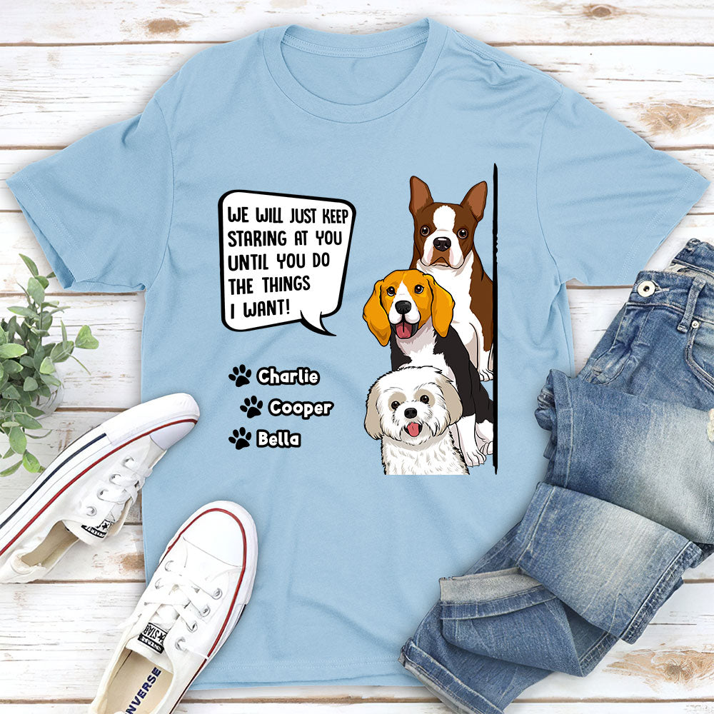 Customizable Staring Dog Unisex T-shirt - Ideal Gift for Pet Lovers