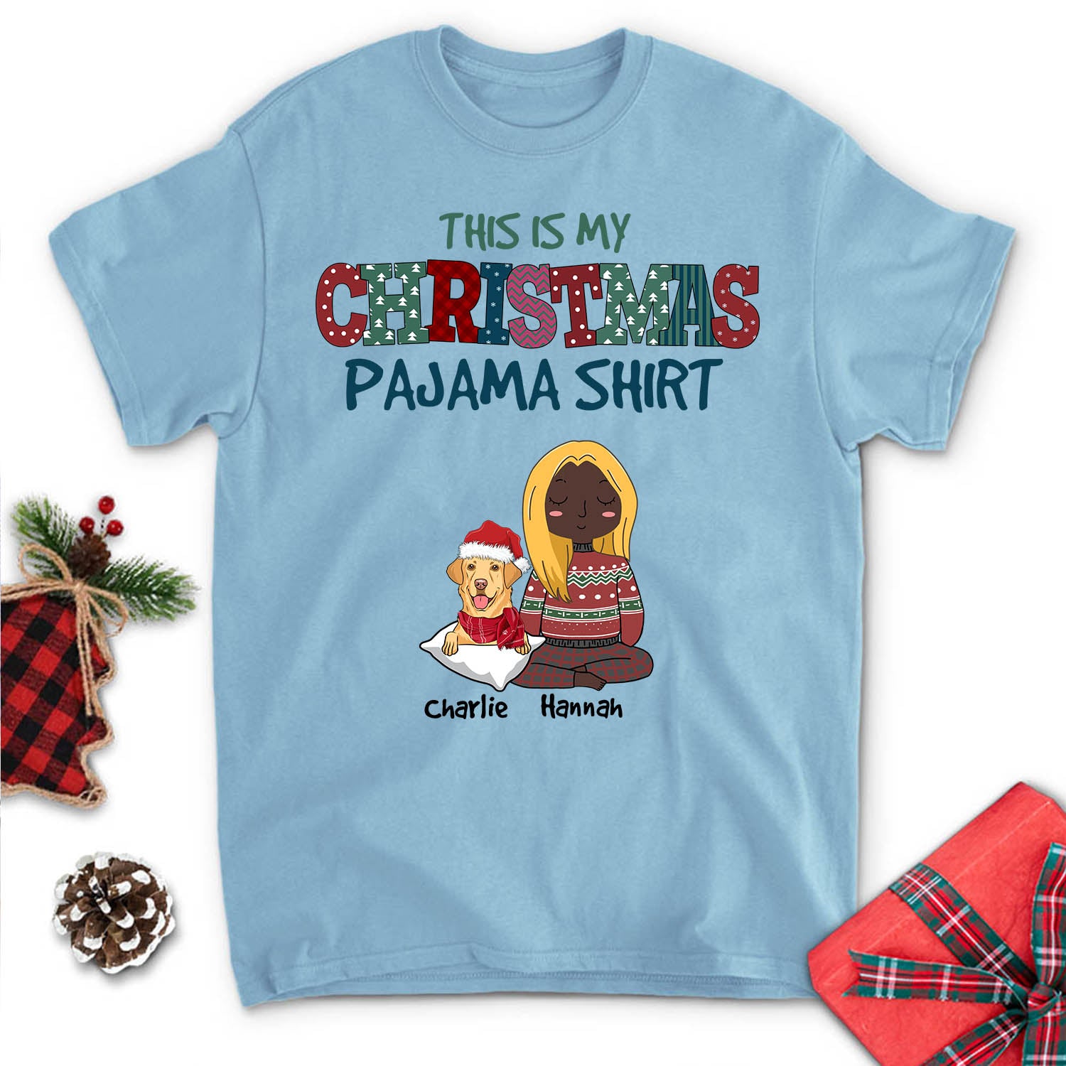 Customizable Pet Christmas Unisex Pajama T - Shirt