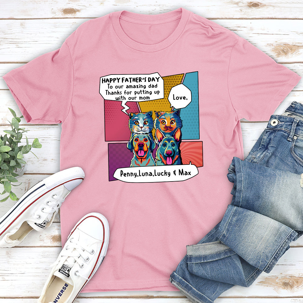 Stunning Pop Art Personalized Premium T-shirt for Pet Dads