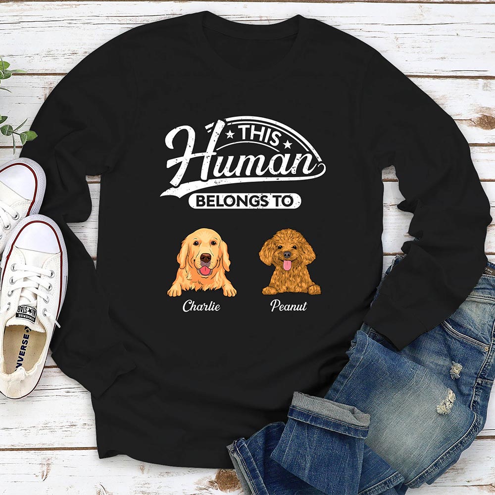 Human Belongs 2 - Customizable Personalized Long Sleeve Pet Lover T-shirt