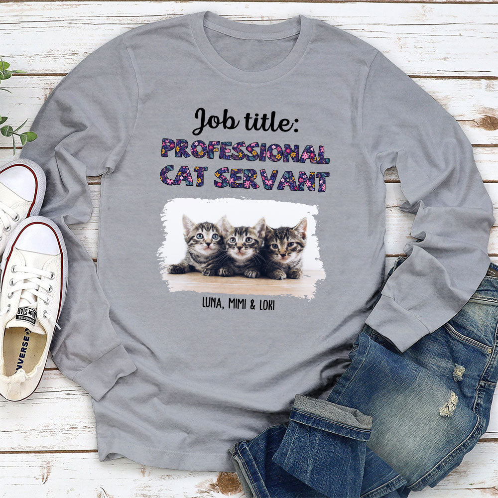 Customizable Professional Cat Servant Long Sleeve T - shirt for Pet Lovers