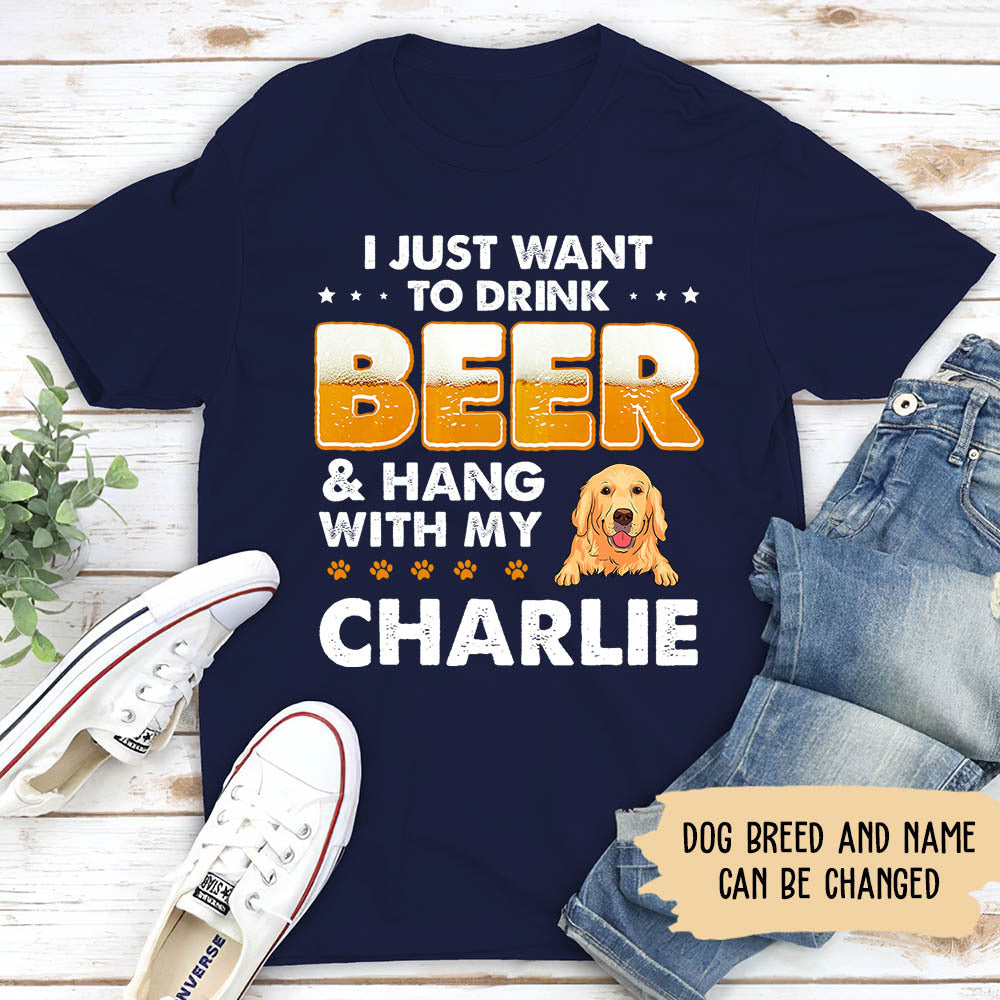 Customizable Premium 'Beer and Dog' T-Shirt for Pet Lovers