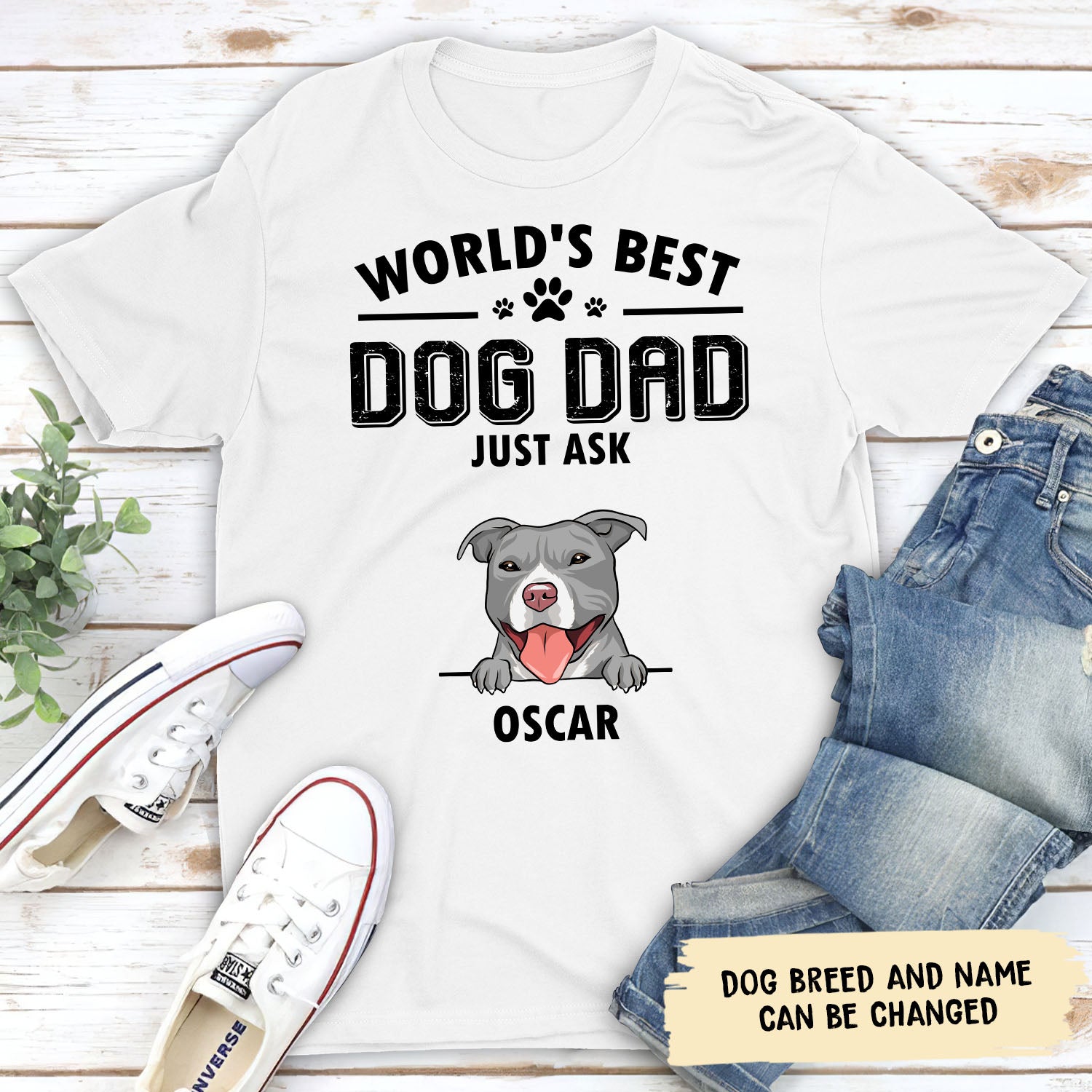 Personalized Custom Unisex T-shirt: World's Best Dog Dad Edition