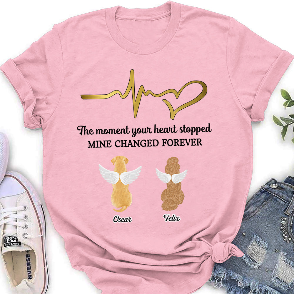 Personalized Custom Women's Memorial T-shirt: The Moment Your Heart Stopped with Furry Friends