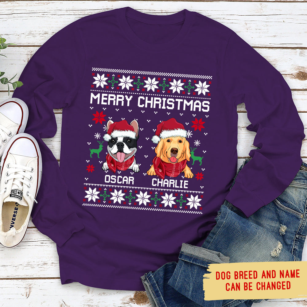 Christmas Personalized Custom Long Sleeve T - shirt for Pet Lovers