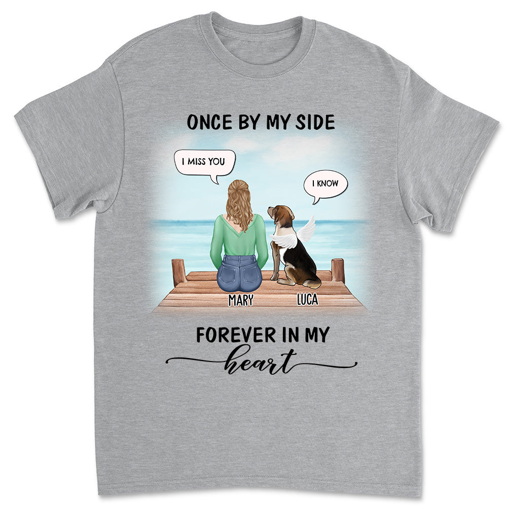 Once By My Side Speech Beach - Customizable Unisex Memorial T-shirt for Pet Lovers
