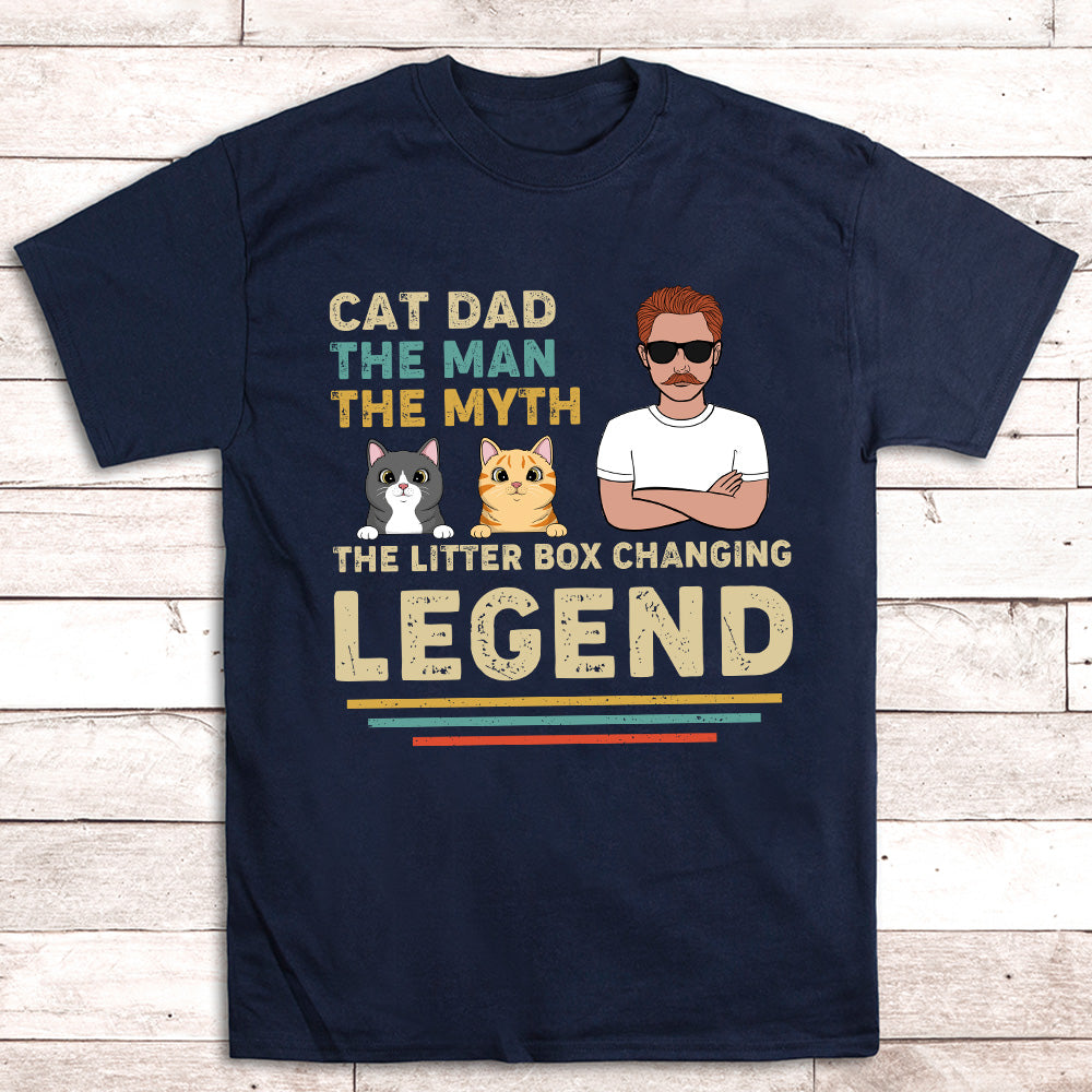 Cat Dad Legend Personalized Custom Unisex Cotton T-shirt - Ideal Gift for Pet Lovers