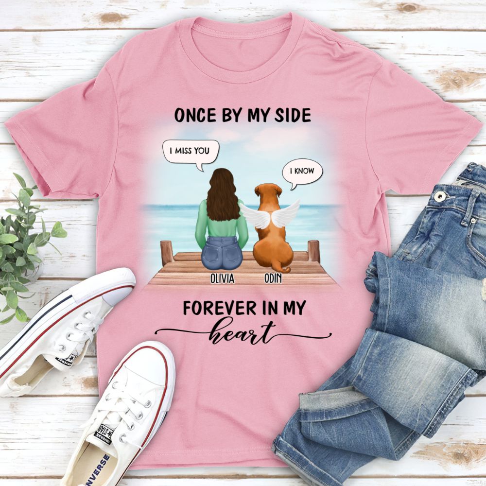 Once By My Side Speech Beach - Customizable Unisex Memorial T-shirt for Pet Lovers