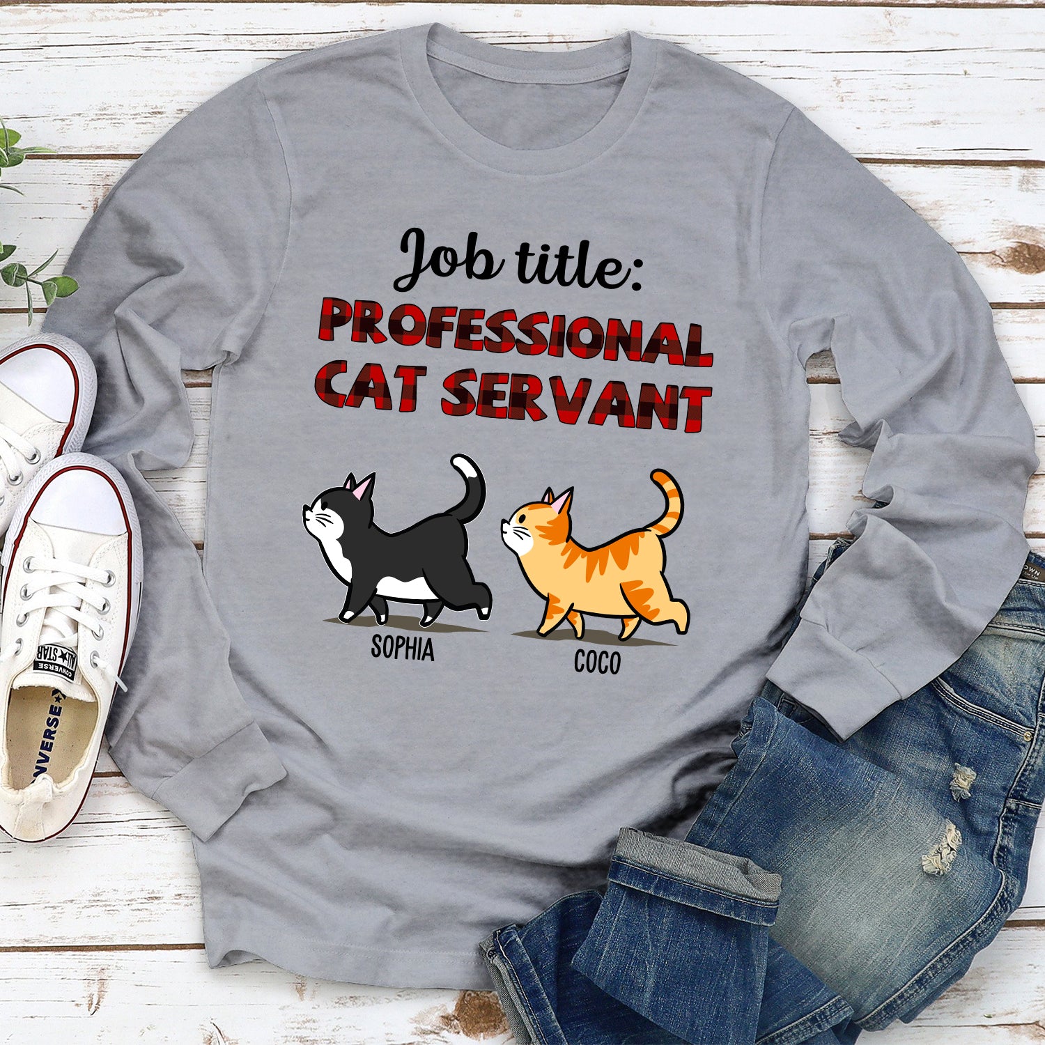 Customizable Professional Cat Servant Long Sleeve T - shirt for Pet Lovers