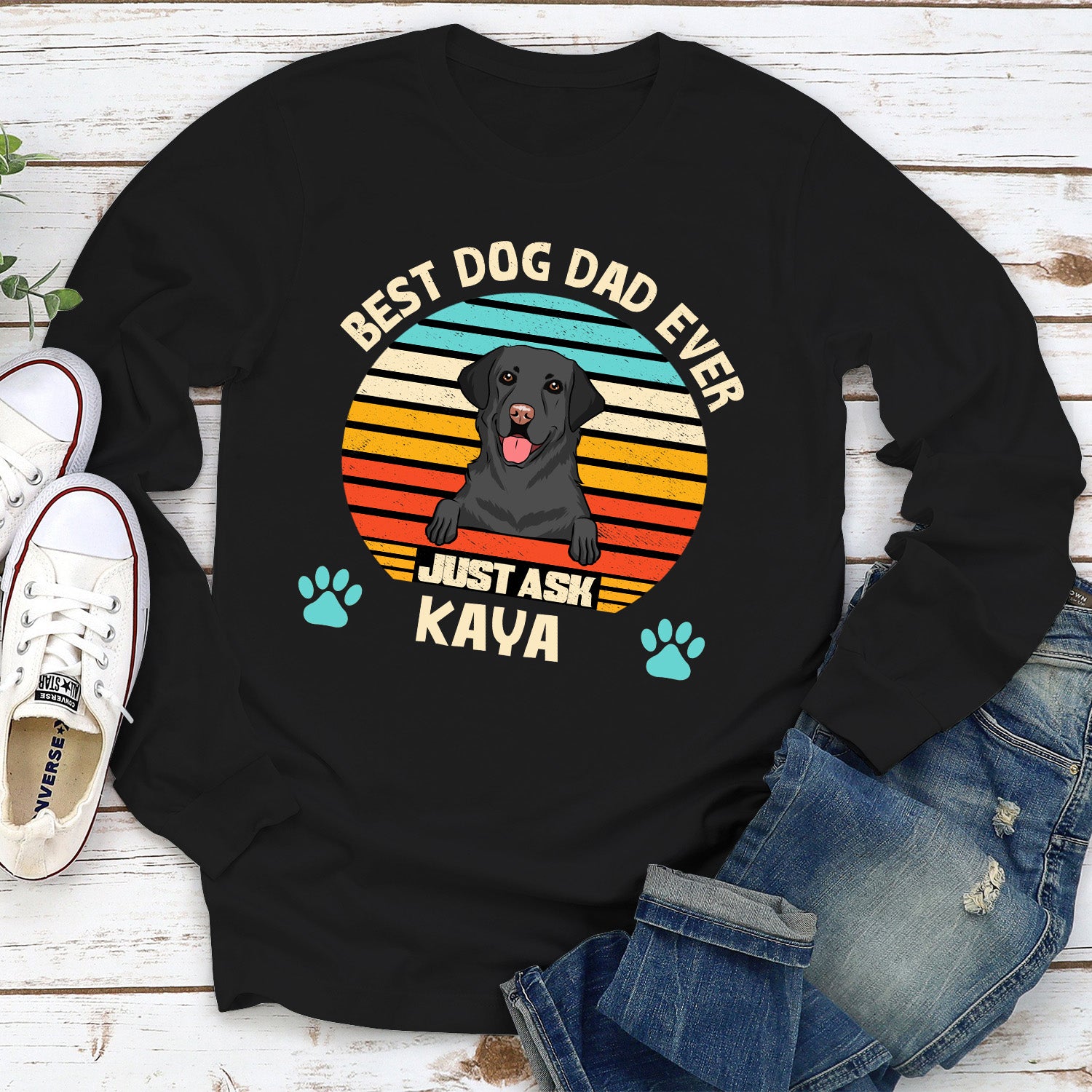 Best Dog Dad/Mom Ever! Personalized Custom Long Sleeve Pet Lover T-shirt