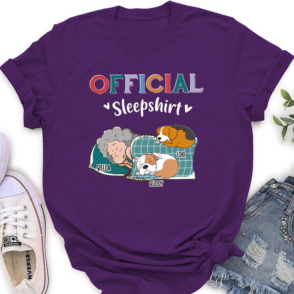 Personalized Dog Curled Up Sleepshirt - Custom Women's T-shirt for Pet Lovers