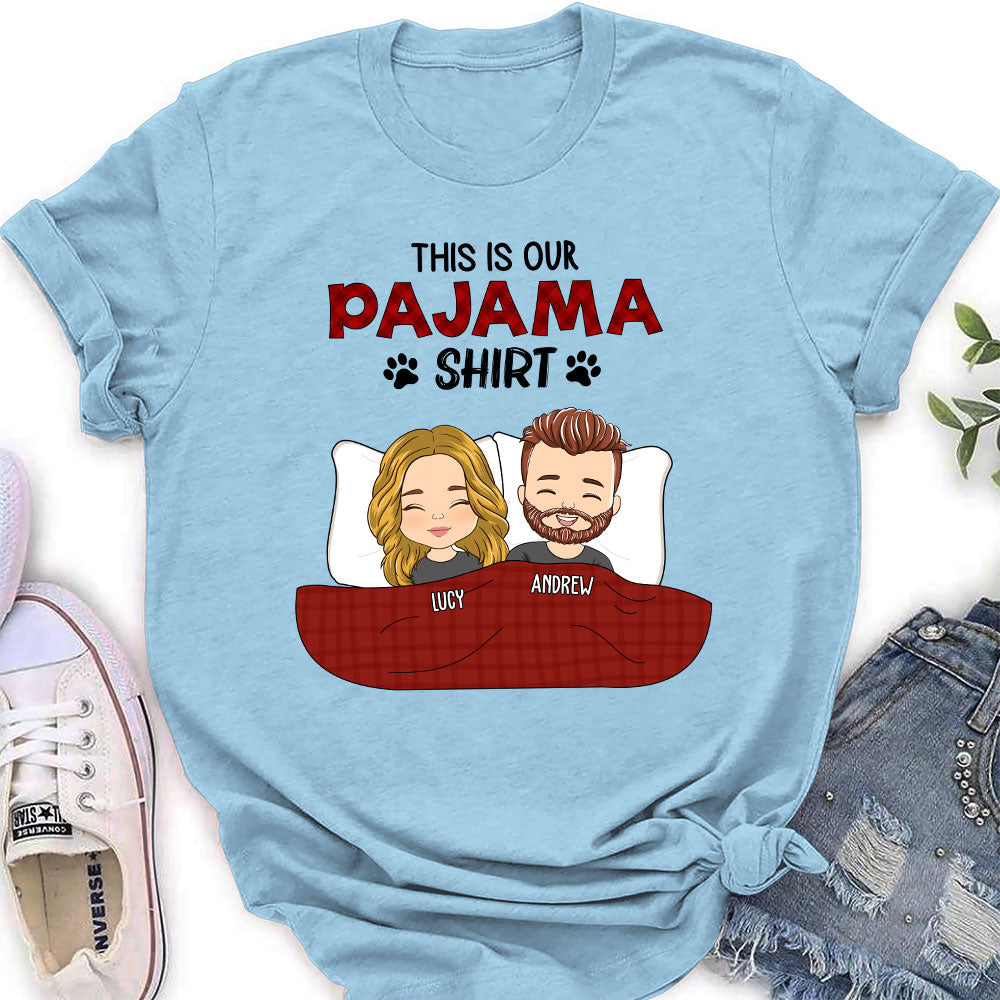 Personalized Couple Pajama Shirts - Custom Women's T-shirts for Pet Lovers