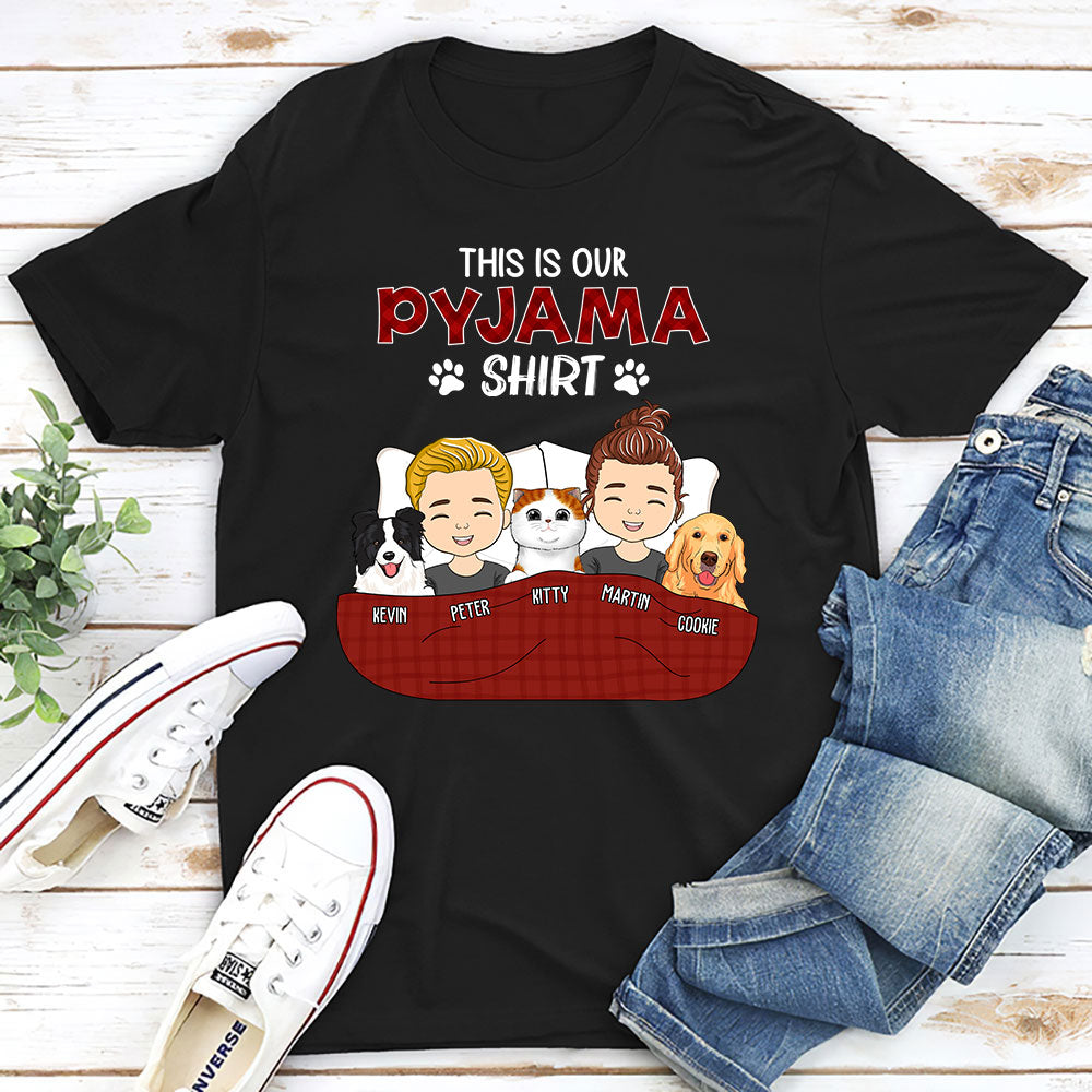 Personalized Custom Unisex Couple Pajama Shirts - Ideal for Pet Lovers