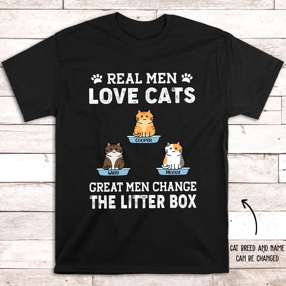 Customizable Real Men Love Cats Unisex T - shirt: Ideal Gift for Pet Enthusiasts