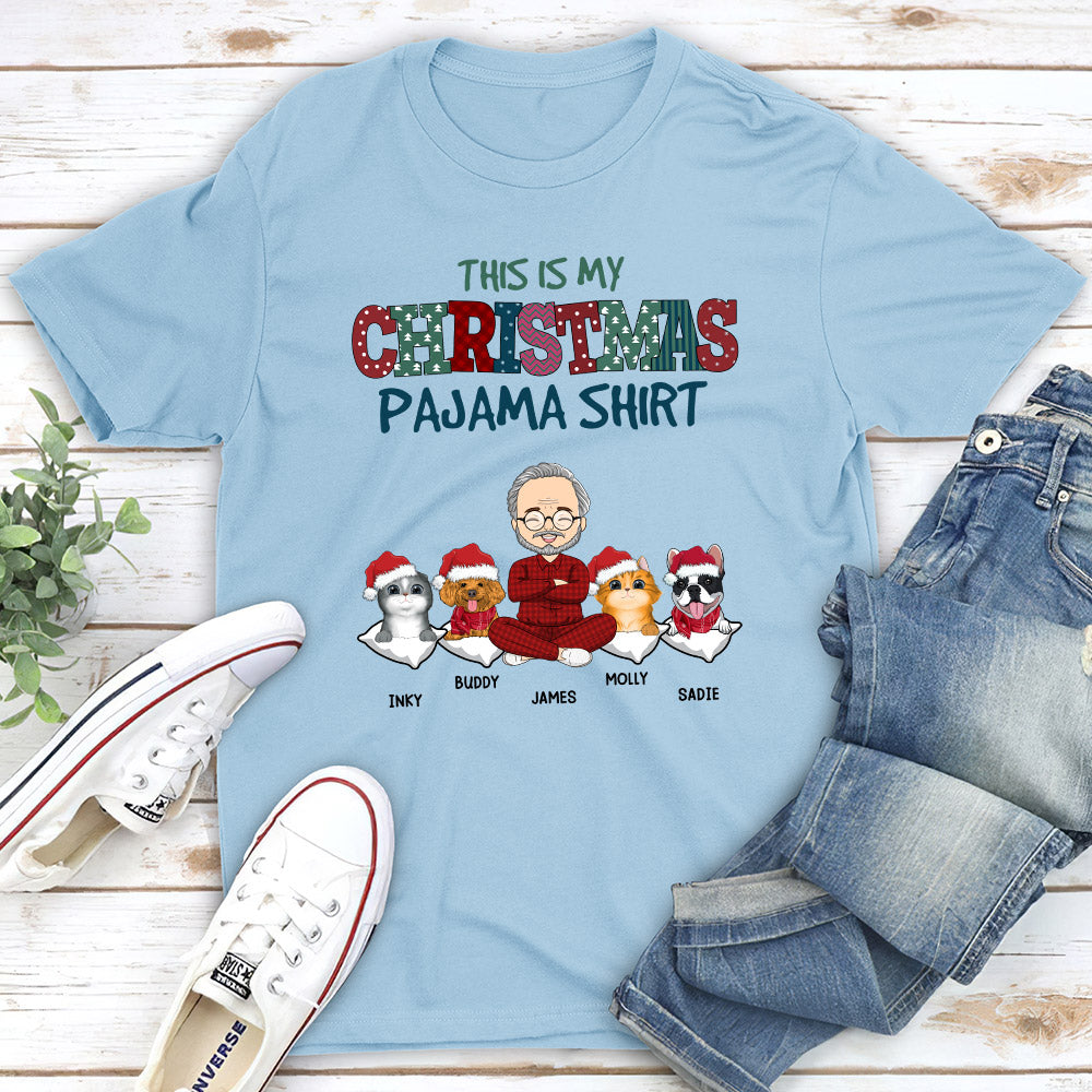 Personalized Premium Pets Christmas Pajama T-shirt - Ideal Gift for Pet Lovers