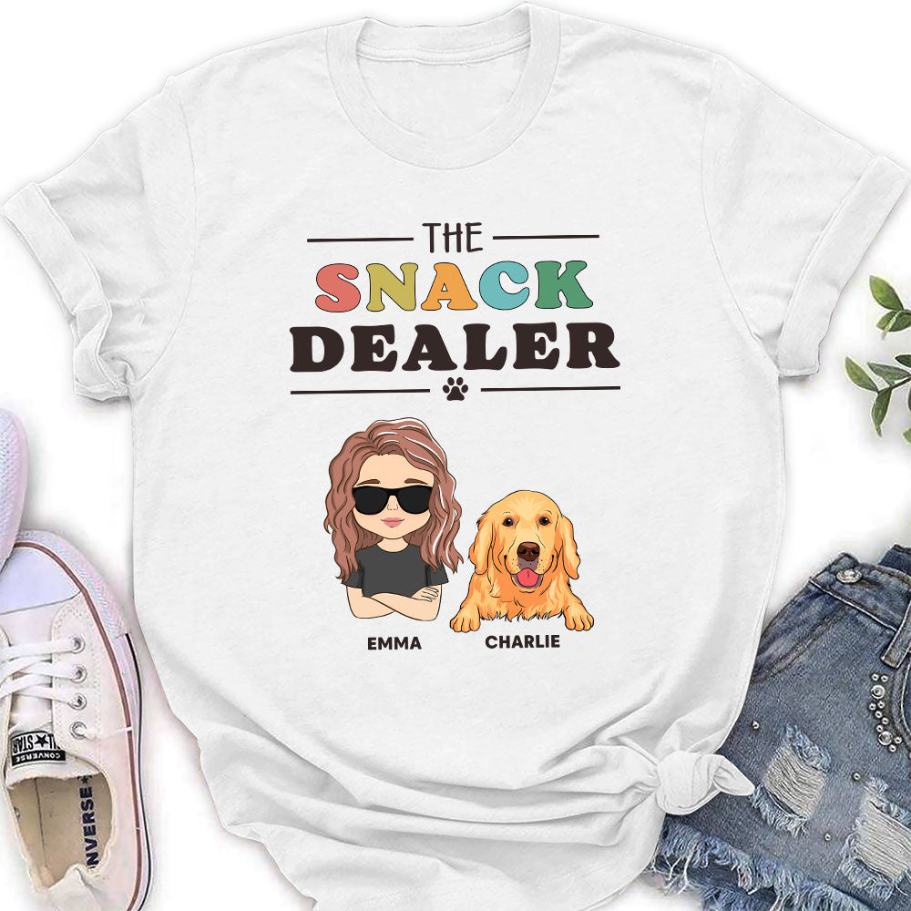 Personalized Custom Women's 'Snack Dealer' T-shirt - Ideal Gift for Pet Lovers
