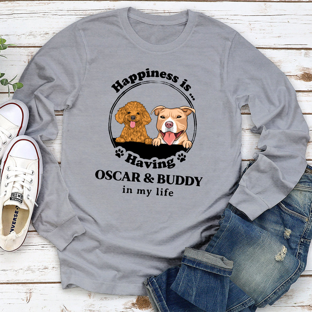 Personalized Custom Happiness Long Sleeve T-shirt for Pet Lovers