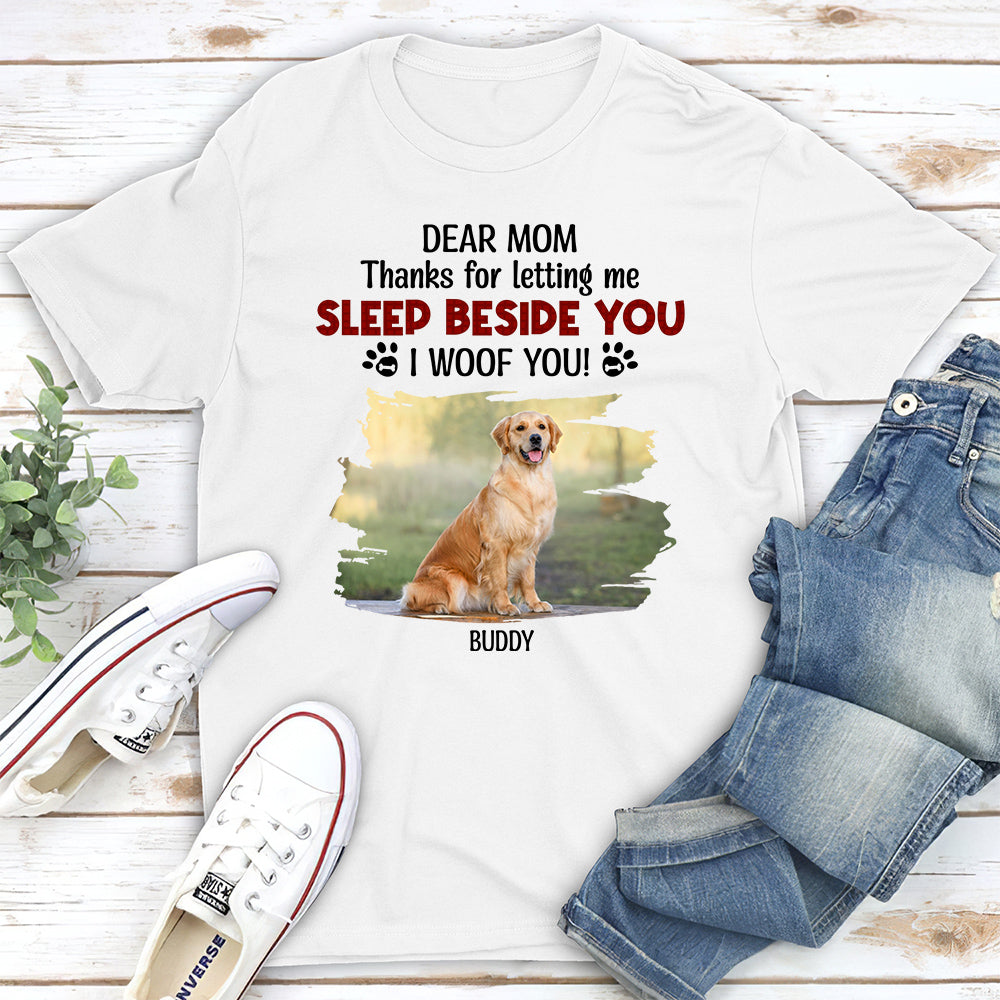Personalized Custom Unisex 'Letting Me Sleep Beside You' T-shirt for Pet Lovers