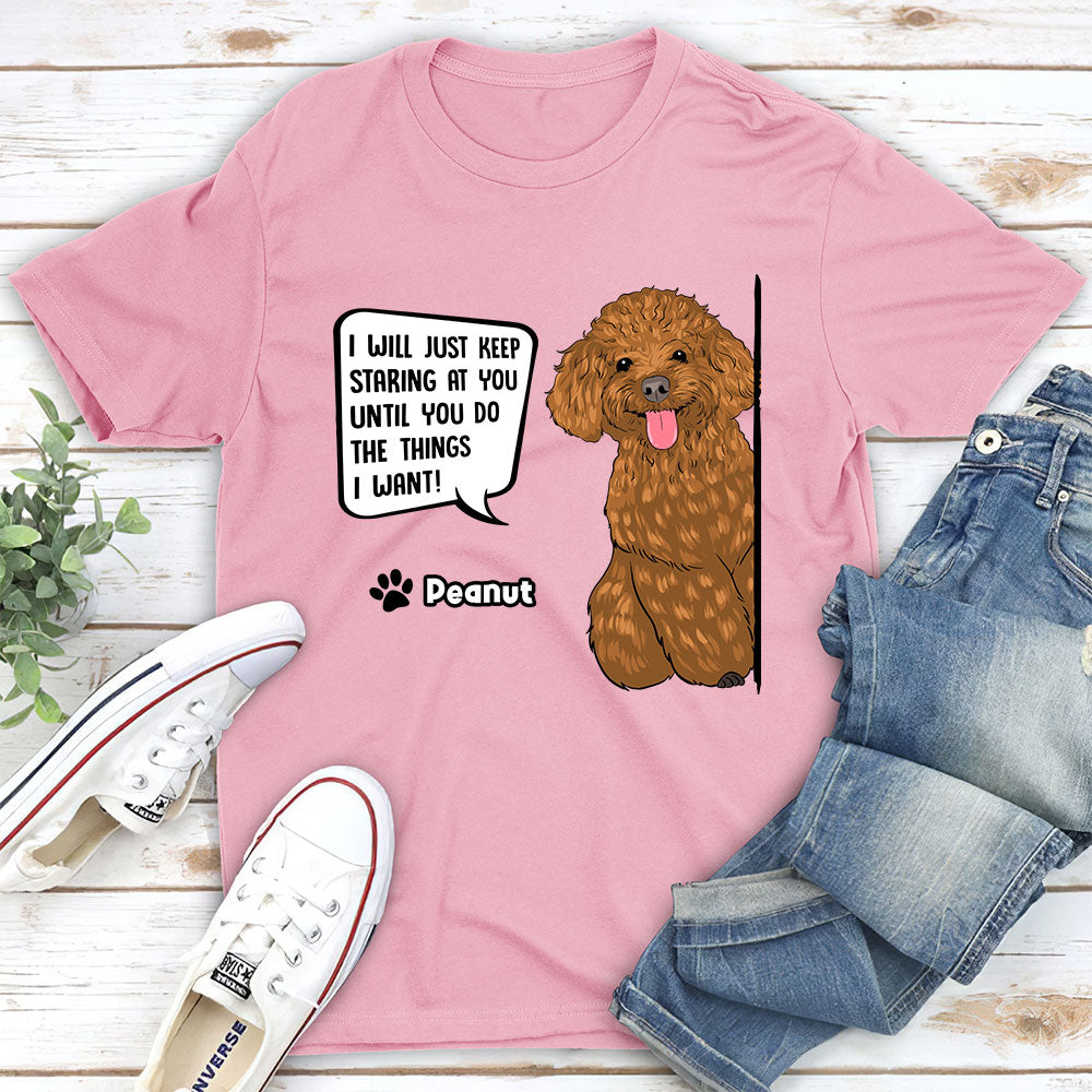 Customizable Staring Dog Unisex T-shirt - Ideal Gift for Pet Lovers