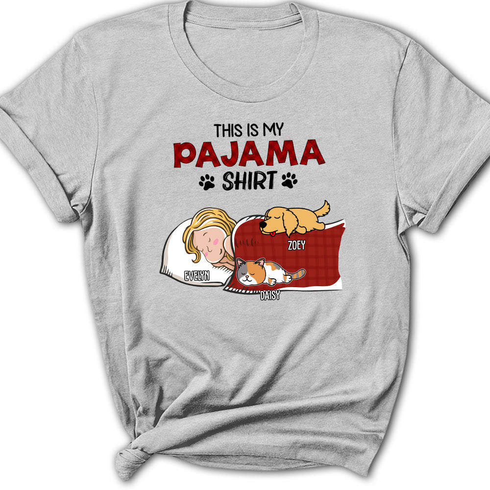 Personalized Custom Women's Sleeping Pet Pajama T-shirt - Ideal Gift for Pet Lovers