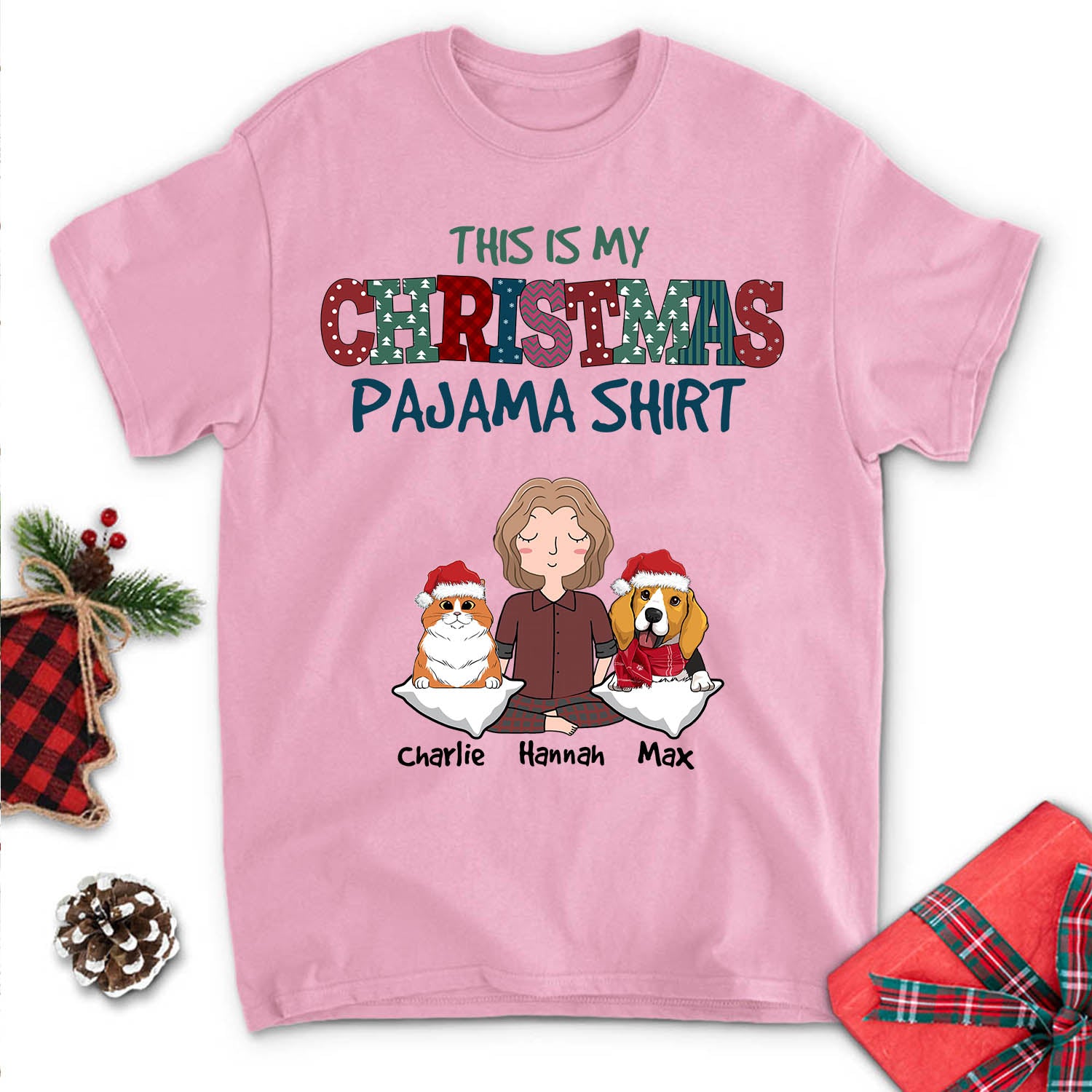 Customizable Pet Christmas Unisex Pajama T - Shirt