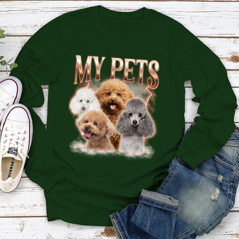 Custom Vintage Pet Face Personalized Long Sleeve T - shirt