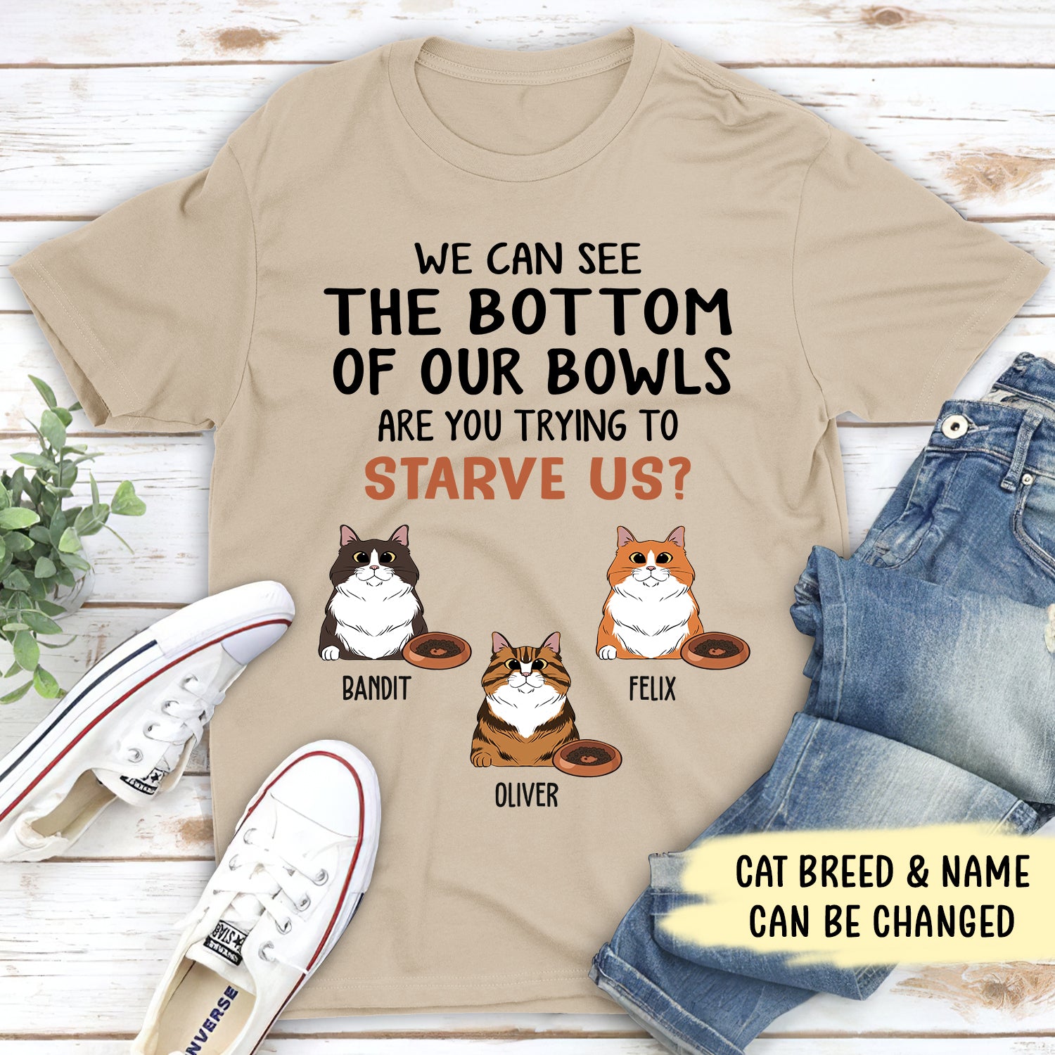 Hungry Cat Personalized Unisex Custom T - shirt: Ideal Gift for Pet Lovers
