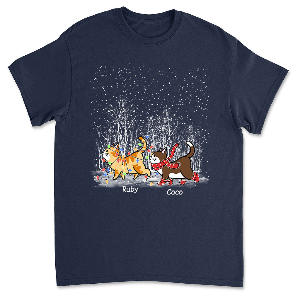 Personalized Cat in Snow Unisex T-shirt - Ideal Gift for Pet Lovers