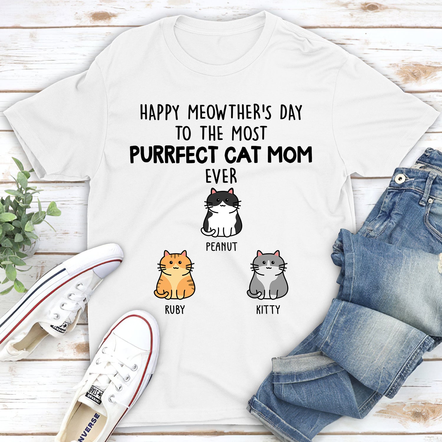 Exquisite Personalized Premium T-shirt for Cat Moms - Purrfect Gift
