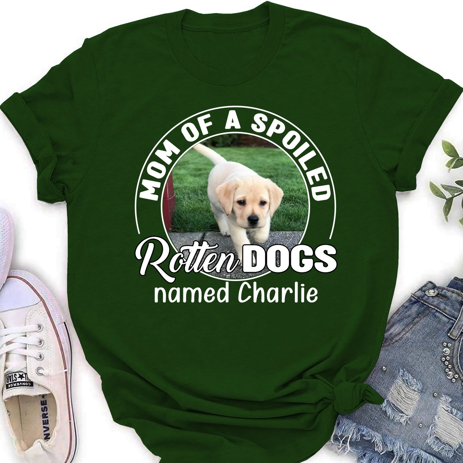 Personalized Spoiled Rotten Dog Chibi Cartoon Photo Women's T-Shirt - Ideal Gift for Pet Lovers