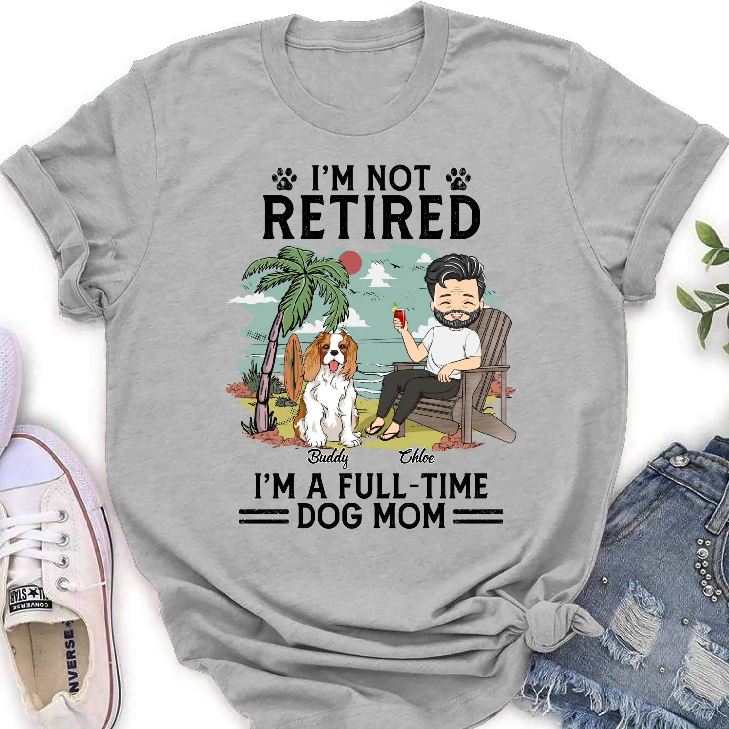 Personalized Full - Time Dog Mom Women's T - Shirt: Ideal Gift for Pet Lovers