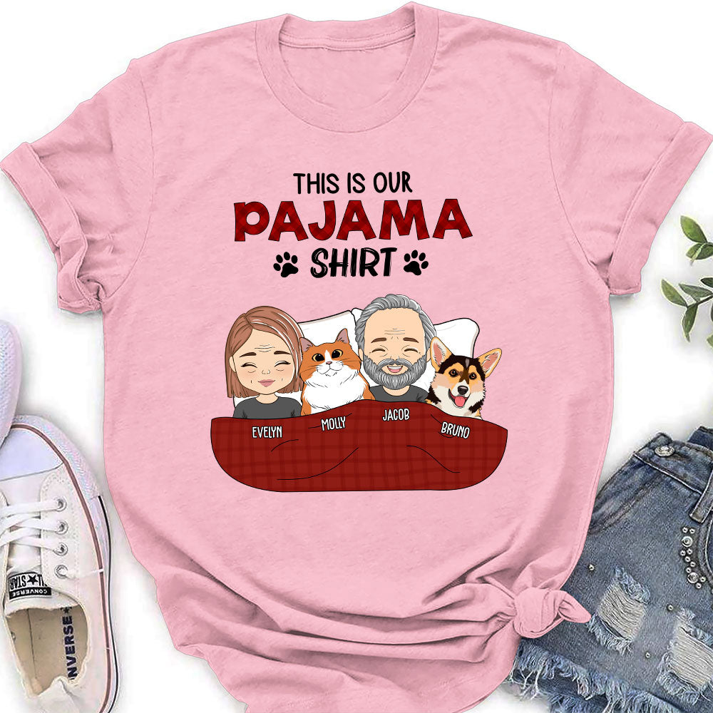 Personalized Couple Pajama Shirts - Custom Women's T-shirts for Pet Lovers