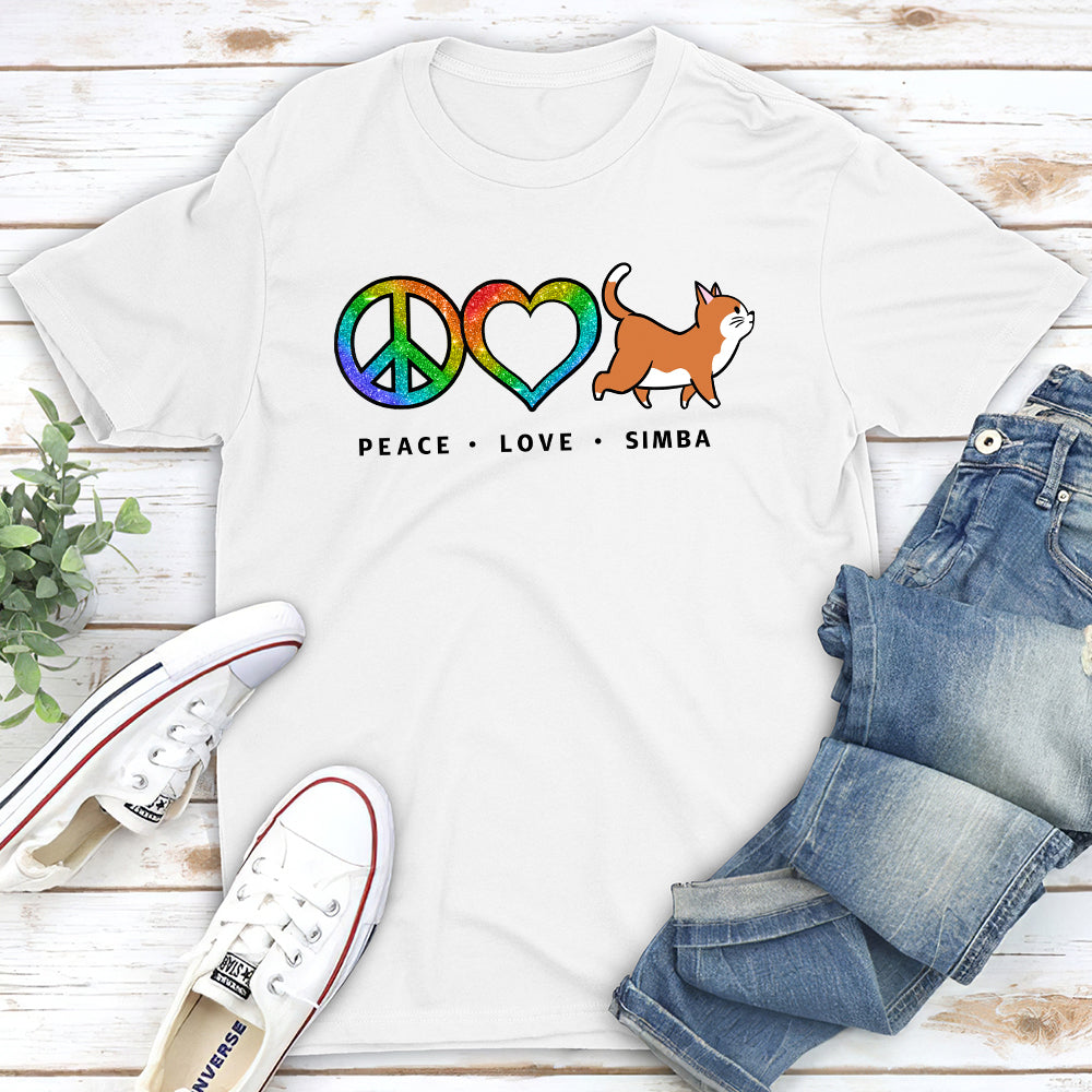 Personalized Peace Love Pet Pattern Unisex T-shirt - Ideal Gift for Pet Lovers