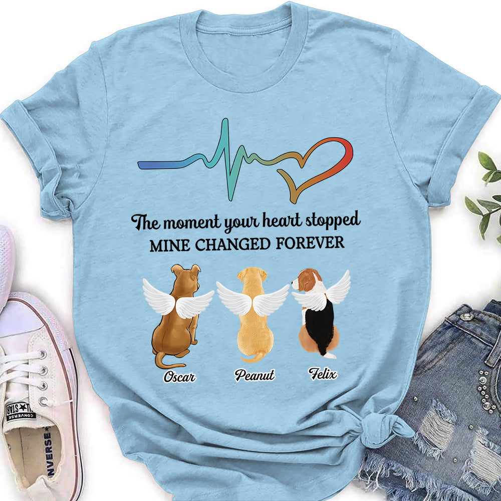 Personalized Custom Women's Memorial T-shirt: The Moment Your Heart Stopped with Furry Friends