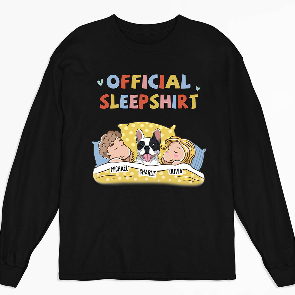 Personalized Custom Long Sleeve Sleeping Pet Couple Sleepshirt T-shirt