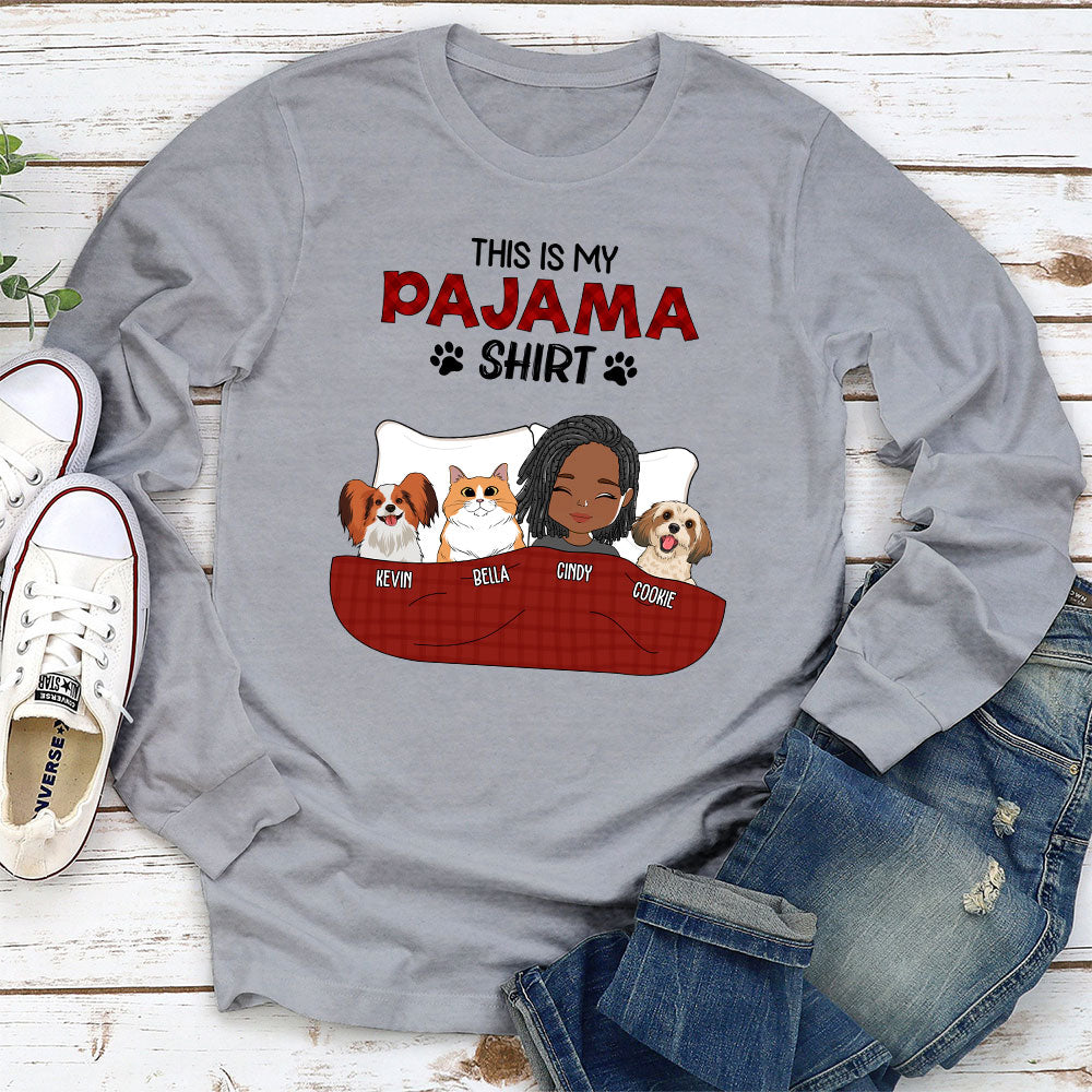 Custom Personalized Long Sleeve Pet Pajama T-shirt - Ideal Gift for Pet Lovers