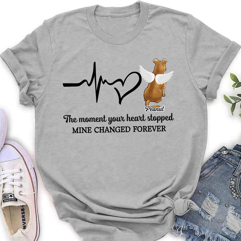 Personalized Custom Women's Memorial T-shirt: The Moment Your Heart Stopped with Furry Friends