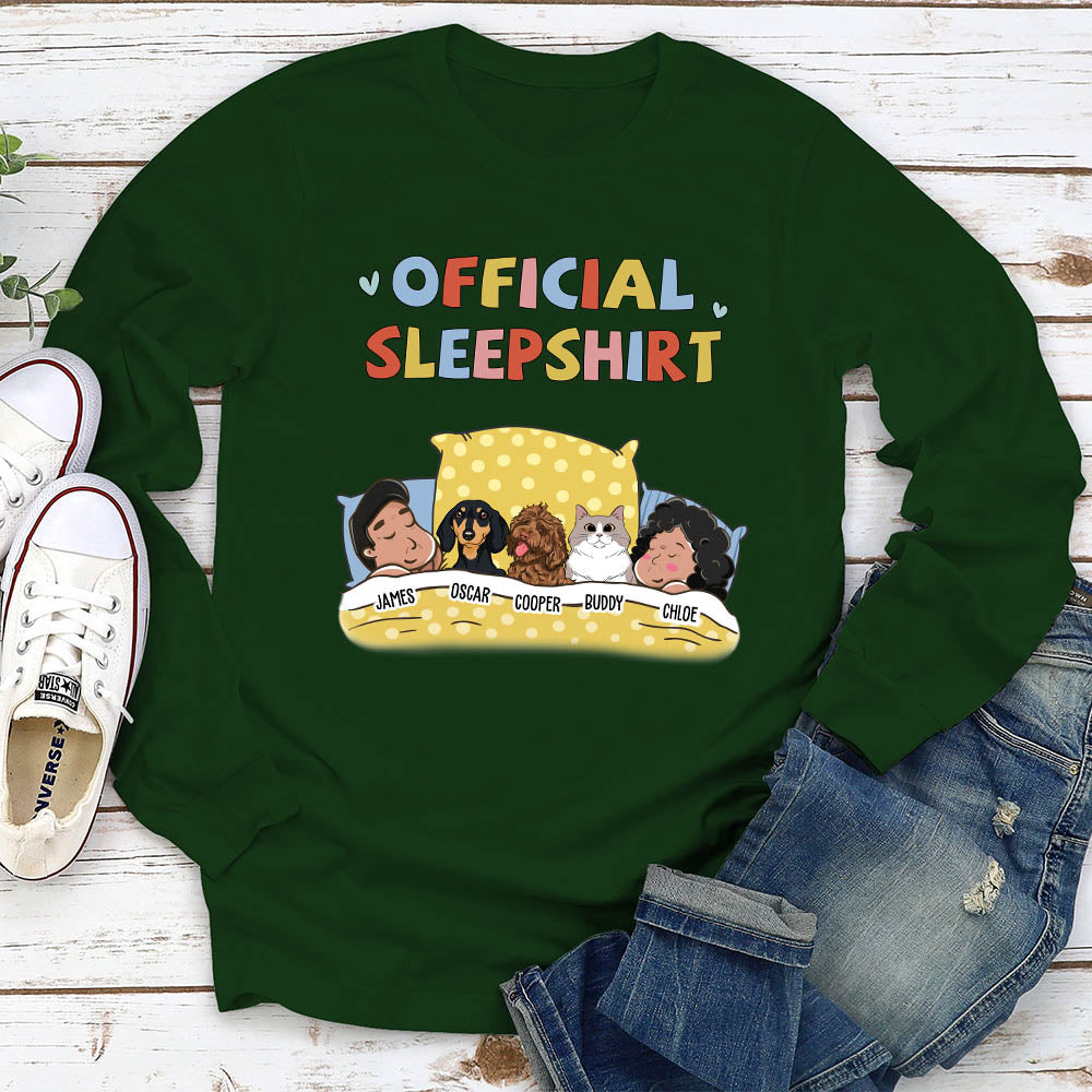 Personalized Custom Long Sleeve Sleeping Pet Couple Sleepshirt T-shirt