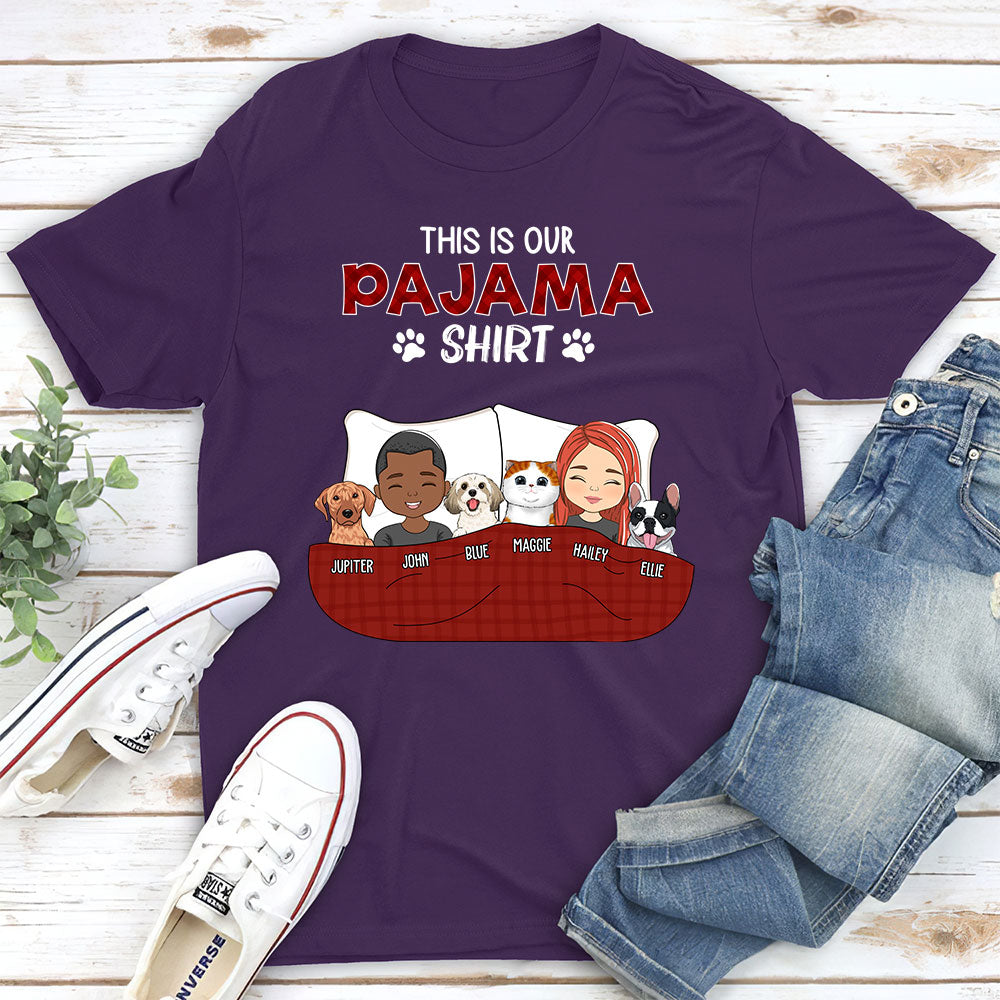Personalized Custom Unisex Couple Pajama Shirts - Ideal for Pet Lovers