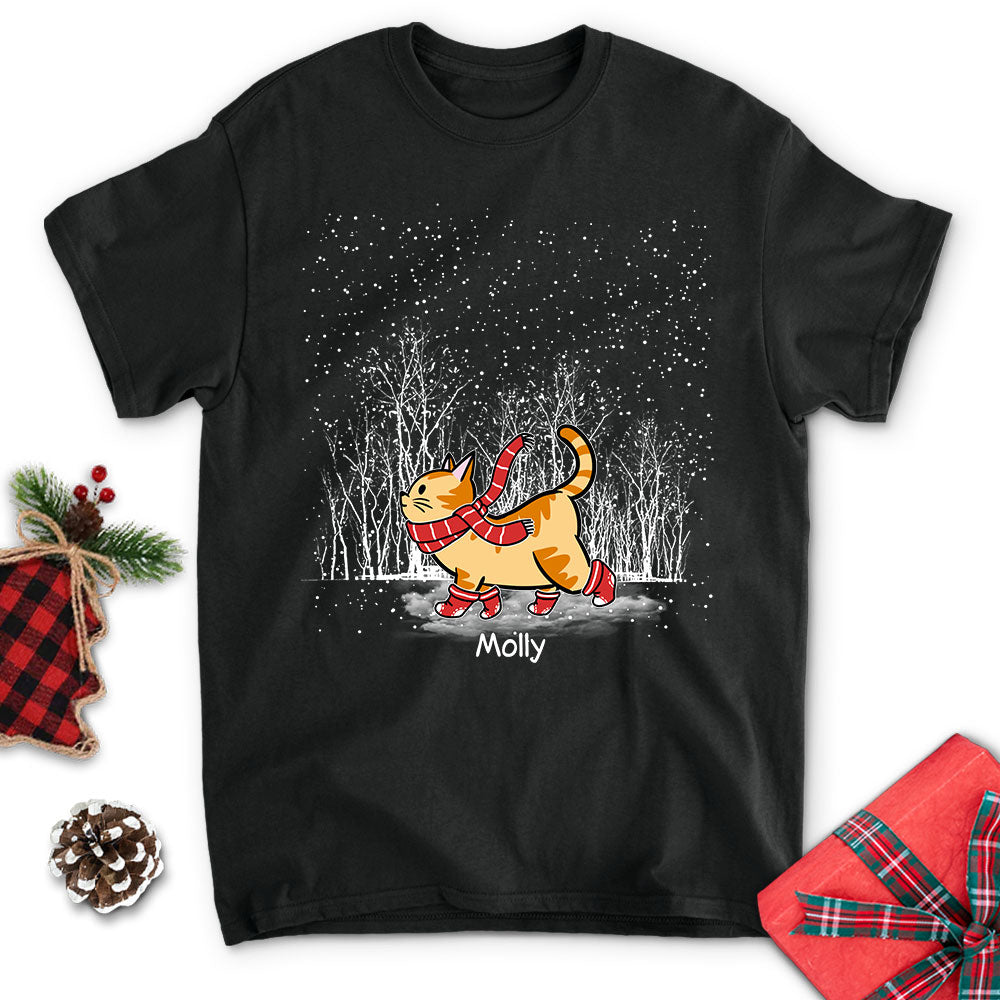 Personalized Cat in Snow Unisex T-shirt - Ideal Gift for Pet Lovers