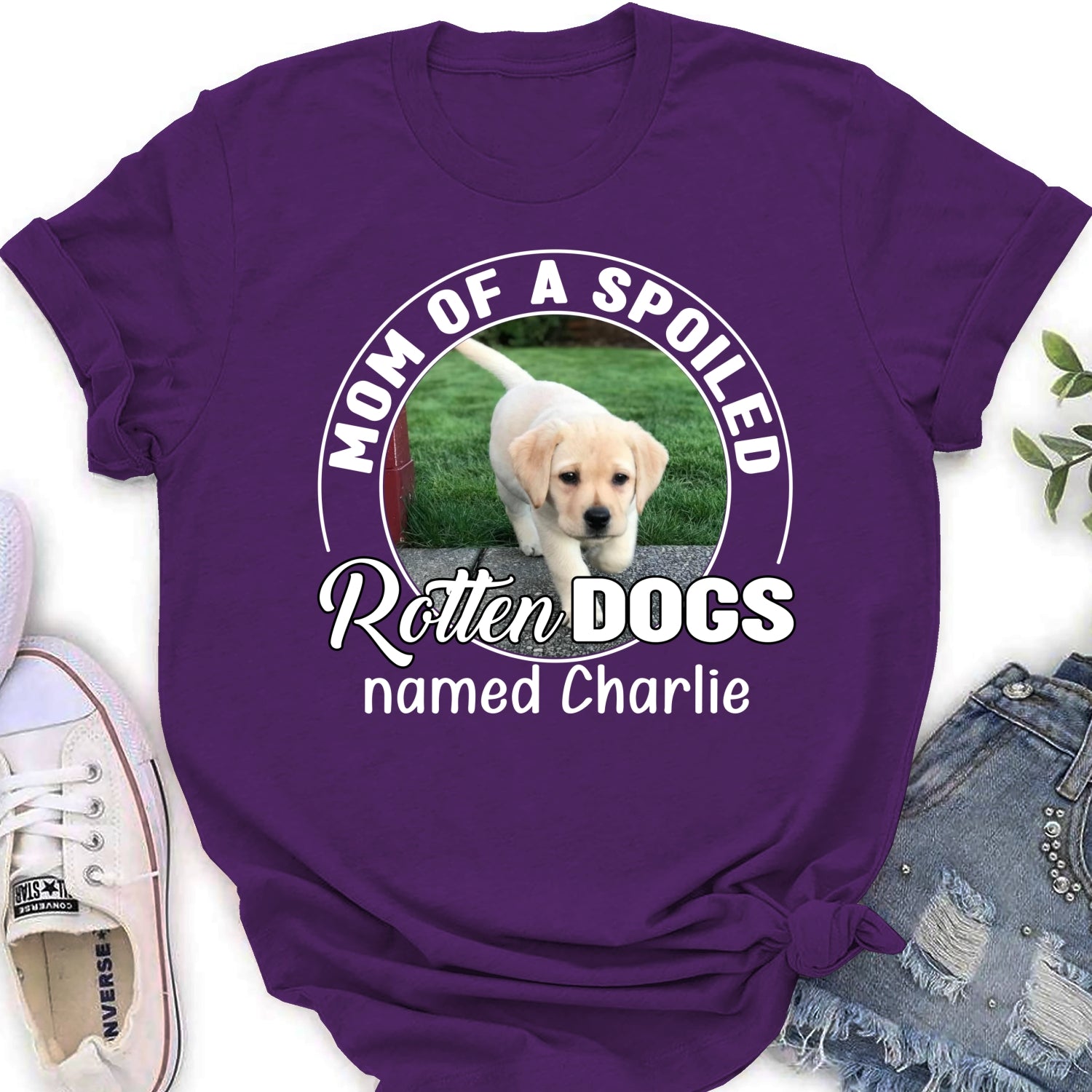 Personalized Spoiled Rotten Dog Chibi Cartoon Photo Women's T-Shirt - Ideal Gift for Pet Lovers