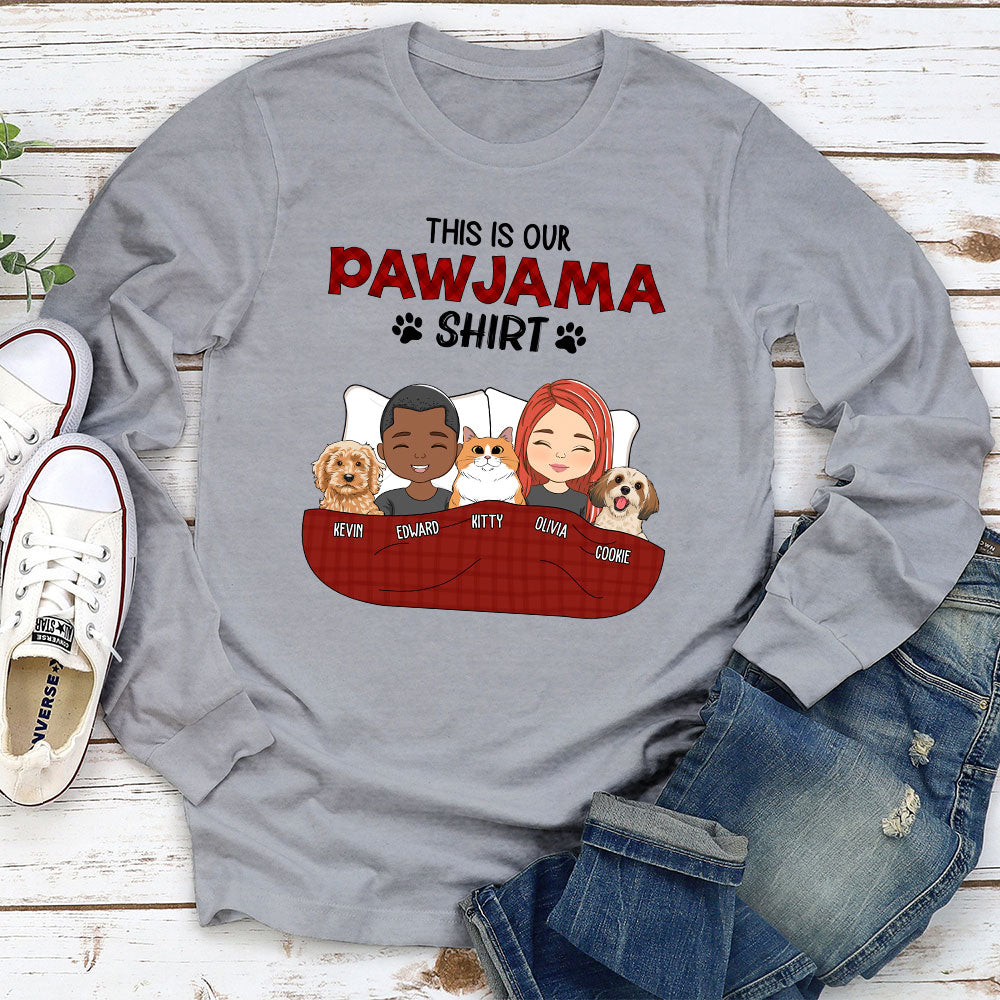 Customizable Pawjama Couple Long Sleeve T - Shirt for Pet Lovers