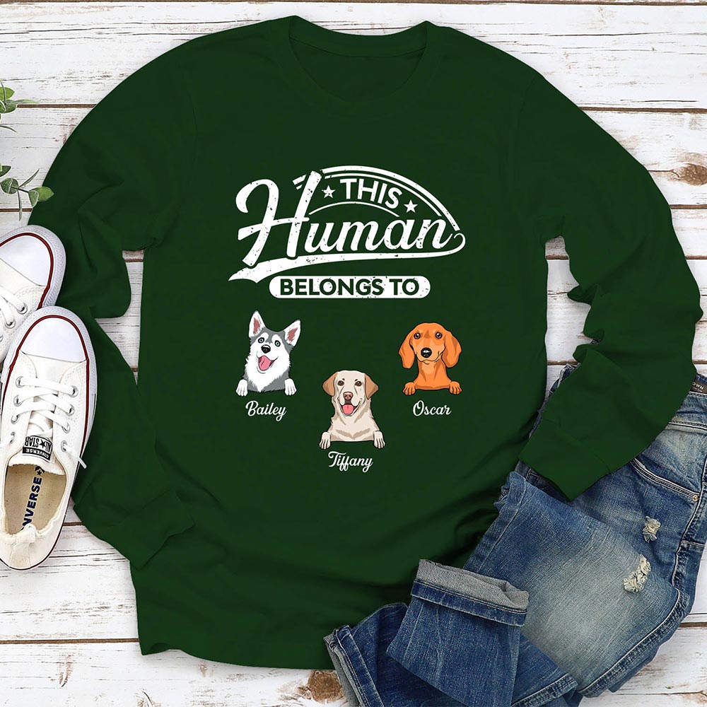 Human Belongs 2 - Customizable Personalized Long Sleeve Pet Lover T-shirt
